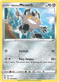 Galarian Meowth - SWSH04: Vivid Voltage - NM