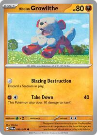 Hisuian Growlithe - 099/167 - SV06: Twilight Masquerade - NM