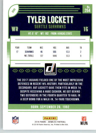 264 - Tyler Lockett - 2018 Donruss Football - Base NM - Image 2