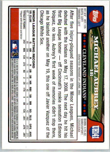 Michael Aubrey - 2008 Topps Updates & Highlights - #UH141 - RC,AUTO Baseball - Image 2