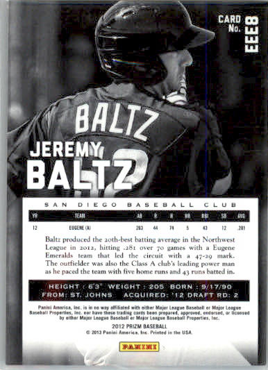 Jeremy Baltz - 2012 Panini Prizm - #EEE8 - AUTO Elite Extra Edition Prizms - Image 2