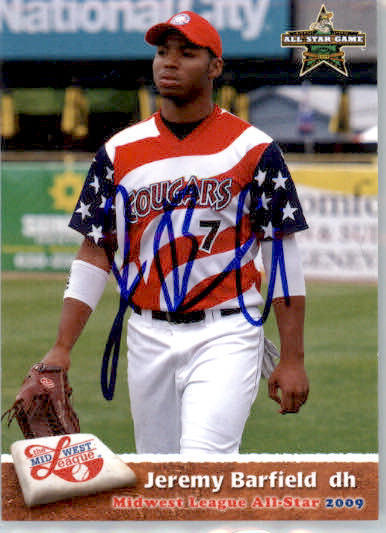 Jeremy Barfield - 2009 Grandstand Midwest League All-Stars - #NNO - AUTO