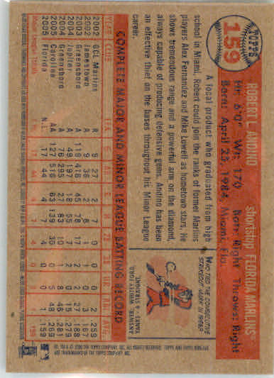 Robert Andino - 2006 Topps Heritage - #159 - RC,AUTO Baseball - Image 2