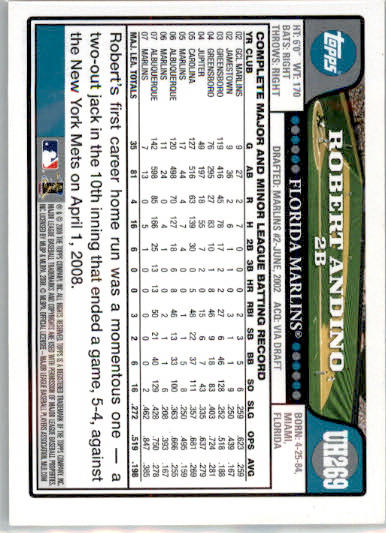 Robert Andino - 2008 Topps Updates & Highlights - #UH269 - AUTO Baseball - Image 2