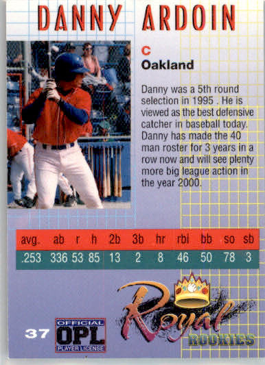 Danny Ardoin - 2000 Royal Rookies - #37 - AUTO Baseball - Image 2