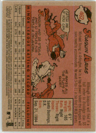 Joaquin Arias - 2007 Topps Heritage - #462 - AUTO Baseball - Image 2