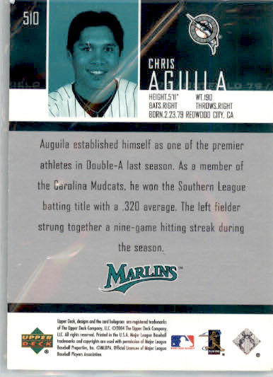 Chris Aguila - 2004 Upper Deck - #510 - RC,AUTO Baseball - Image 2
