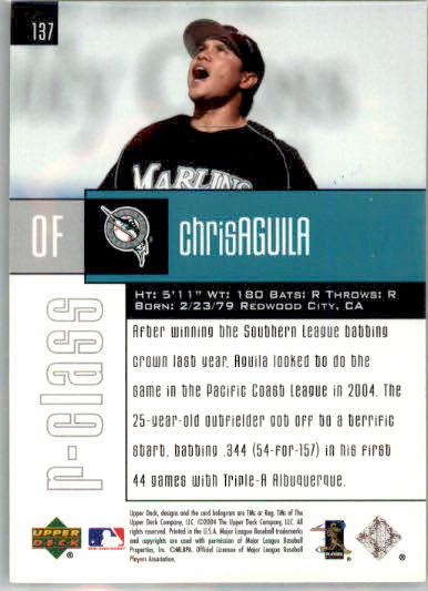 Chris Aguila - 2004 Upper Deck r-class - #137 - RC,AUTO Baseball - Image 2