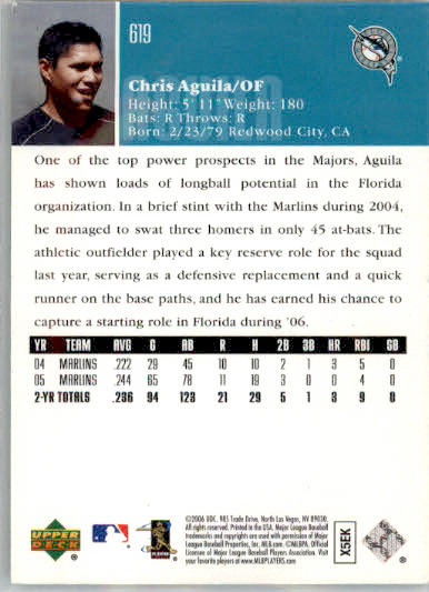 Chris Aguila - 2006 Upper Deck - #619 - AUTO Baseball - Image 2