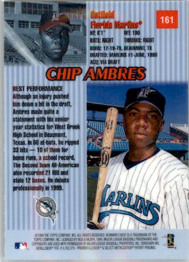 Chip Ambres - 1999 Bowman's Best - #161 - RC,AUTO Baseball - Image 2