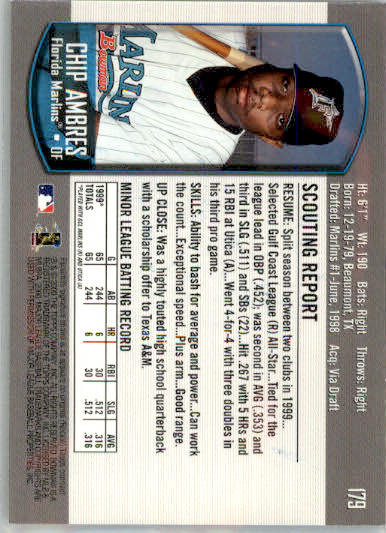 Chip Ambres - 2000 Bowman - #179 - AUTO Baseball - Image 2