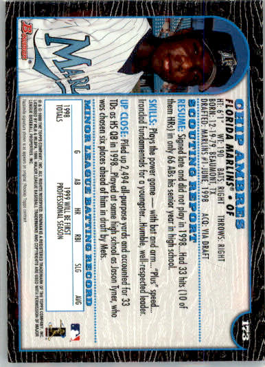 Chip Ambres - 1999 Bowman - #173 - RC,AUTO Baseball - Image 2