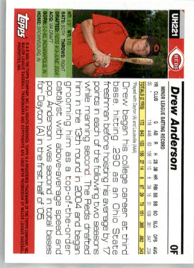 Drew Anderson - 2005 Topps Updates & Highlights - #UH221 - RC,AUTO Baseball - Image 2
