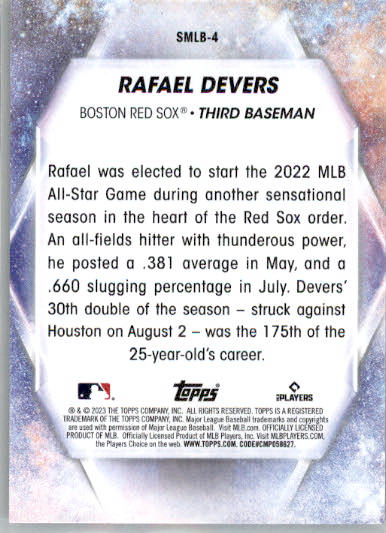 Rafael Devers - 2023 Topps - #SMLB-4 - Stars of MLB Baseball - Image 2