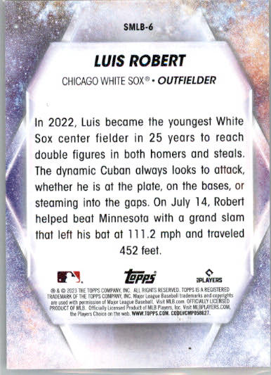 Luis Robert - 2023 Topps - #SMLBC-6 - Stars of MLB Chrome Baseball - Image 2
