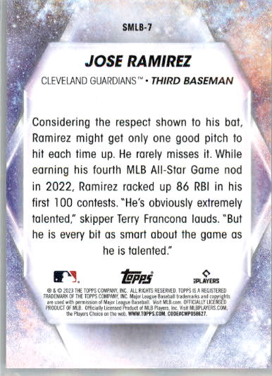 José Ramírez - 2023 Topps - #SMLB-7 - Stars of MLB Baseball - Image 2