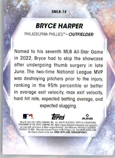 Bryce Harper - 2023 Topps - #SMLB-14 - Stars of MLB Baseball - Image 2