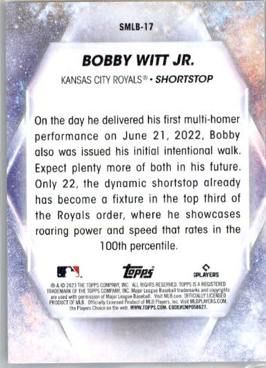Bobby Witt Jr. - 2023 Topps - #SMLB-17 - Stars of MLB Baseball - Image 2