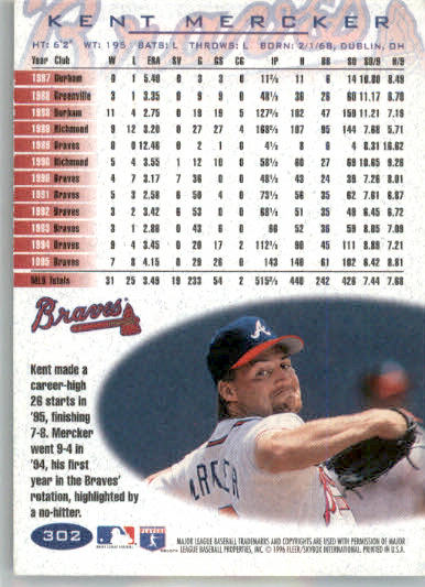 Kent Mercker - 1996 Fleer - #302 - Baseball - Image 2