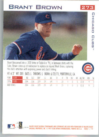 Brant Brown - 1997 Fleer - #273 - Baseball - Image 2