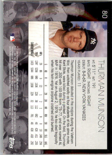 Thurman Munson - 2001 Topps American Pie - #80 - Baseball - Image 2