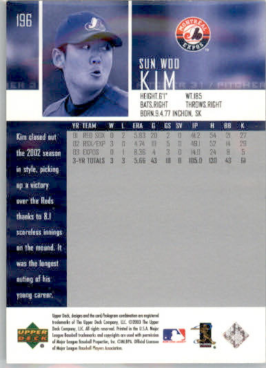 Sun Woo Kim - 2004 Upper Deck - #196 - Baseball - Image 2