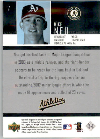 Mike Neu - 2004 Upper Deck - #7 - Baseball - Image 2