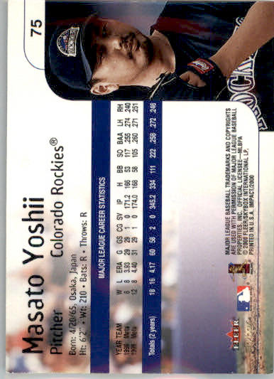 Masato Yoshii - 2000 Fleer Impact - #75 - Baseball - Image 2