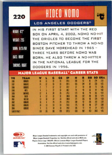Hideo Nomo - 2005 Donruss - #220 - Baseball - Image 2