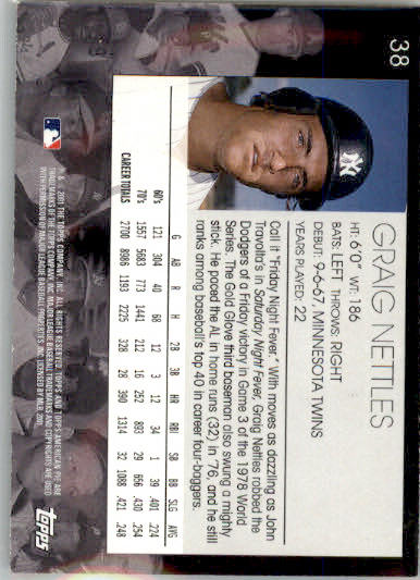 Graig Nettles - 2001 Topps American Pie - #38 - Baseball - Image 2