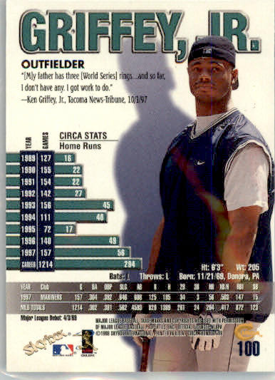 Ken Griffey, Jr. - 1998 Circa Thunder - #100 - Baseball - Image 2