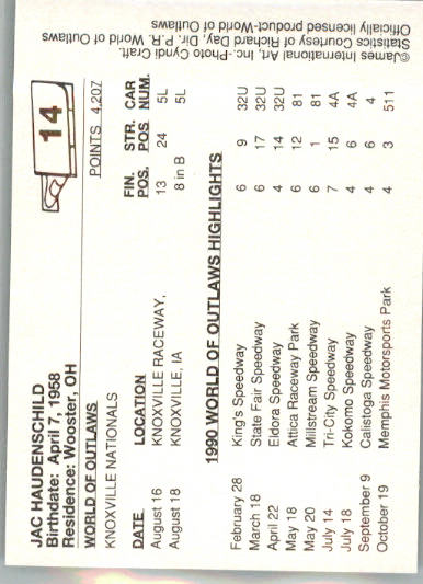 Jac Haudenschild - 1990 World of Outlaws - #14 - Racing - Image 2