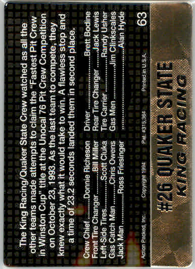 King Racing - 1994 Action Packed - #63 - Racing - Image 2