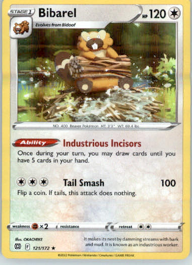 Bibarel - SWSH09: Brilliant Stars - 121/172 - Holo NM
