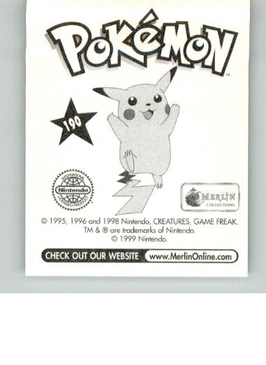 Venusaur - 1999 Merlin Pokemon Stickers - #190 - Image 2