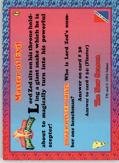 Master of Evil - 1995 Collect-A-Card Power Rangers The New Season Hobby - #6 - Image 2