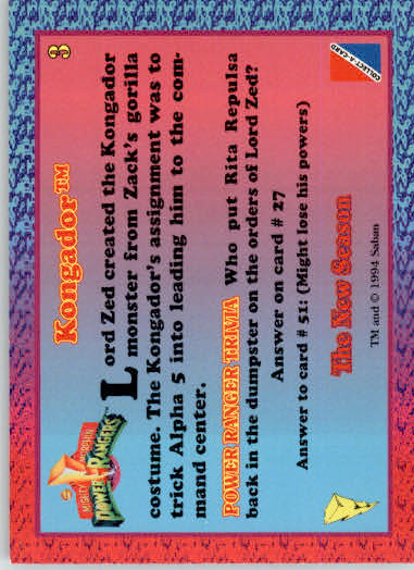 Kongador - 1995 Collect-A-Card Power Rangers The New Season Hobby - #3 - Image 2