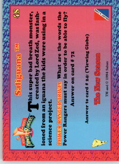 Saliguana - 1995 Collect-A-Card Power Rangers The New Season Hobby - #48 - Image 2