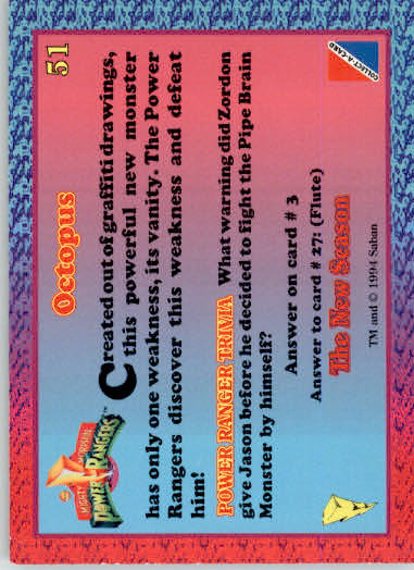 Octopus - 1995 Collect-A-Card Power Rangers The New Season Hobby - #51 - Image 2