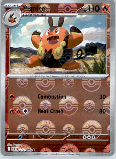 Pignite - Poke Ball Pattern - SV: White Flare - 012/086 - Holo NM