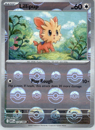 Lillipup - Poke Ball Pattern - SV: White Flare - 074/086 - Holo NM