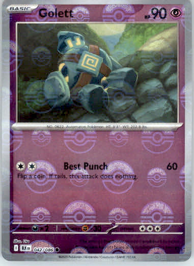 Golett - Poke Ball Pattern - SV: Black Bolt - 042/086 - Holo NM