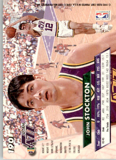 John Stockton - 1993-94 Ultra - #190 - Basketball - Image 2