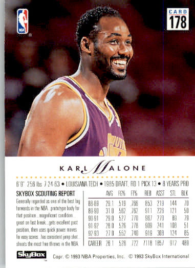 Karl Malone - 1993-94 SkyBox Premium - #178 - Basketball - Image 2