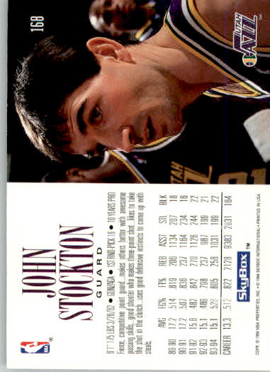 John Stockton - 1994-95 SkyBox Premium - #168 - Basketball - Image 2