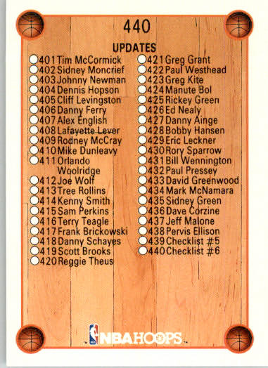 Checklist: 382-440 - 1990-91 Hoops - #440 - Basketball - Image 2