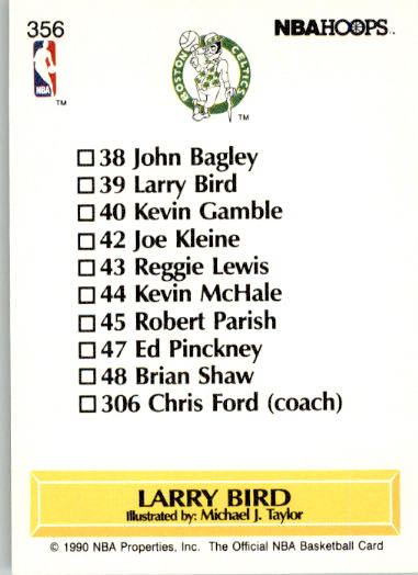 Larry Bird - 1990-91 Hoops - #356 - Basketball - Image 2