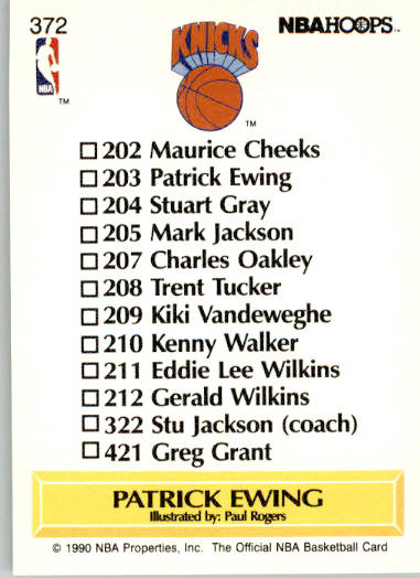 Patrick Ewing - 1990-91 Hoops - #372 - Basketball - Image 2